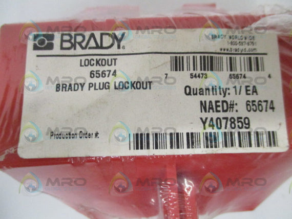 BRADY 65674 PLUG LOCKOUT *NEW IN ORIGINAL PACKAGE*