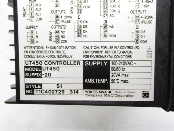 YOKOGAWA UT450-20 100-240VAC NSMP