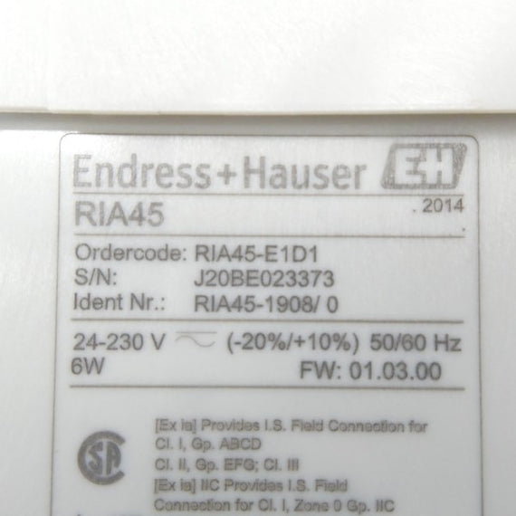 ENDRESS+HAUSER RIA45-E1D1 F/W 01.03.00 24-230V NSNP