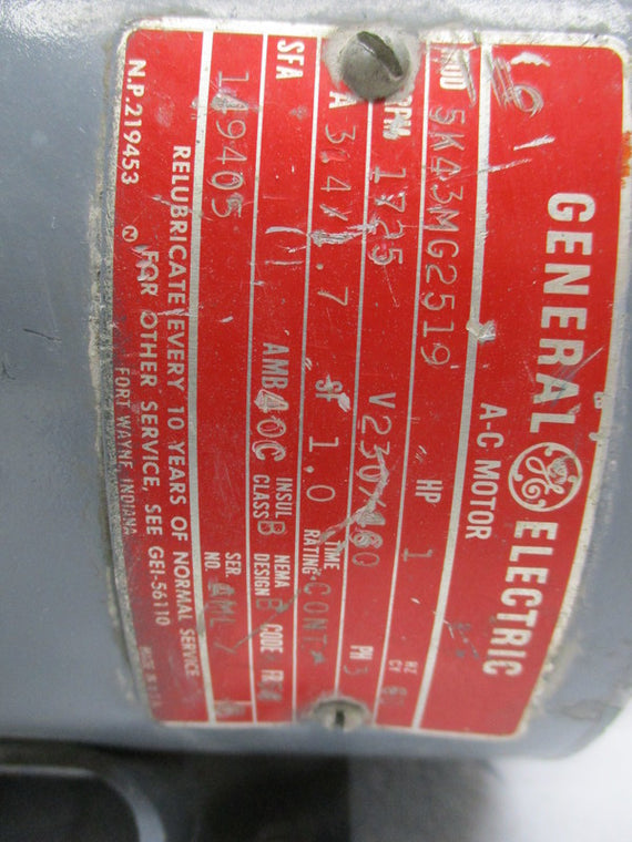 GENERAL ELECTRIC 5K43MG2519 MOTOR 1 HP 1725 RPM  * USED *