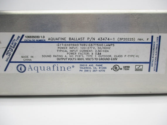 AQUAFINE 43474-1 3P20225 120-277V 2.50-1.12A NSNP