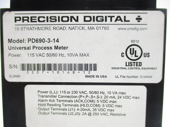 PRECISION DIGITAL PD690-3-14 115VAC NSMP