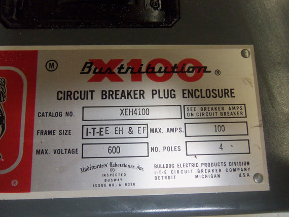 BULLDOG XEH4100 CIRCUIT BREAKER *USED*