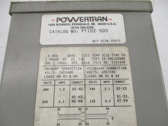 POWERTRAN PT102-500 480V 1.0A (AS PICTURED) NSNP