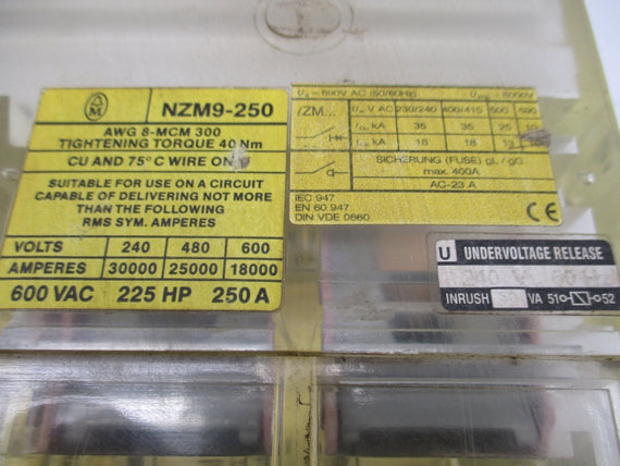 MOELLER ZM9-250-CNA NZM9-250 600VAC 1600-2400A UNMP