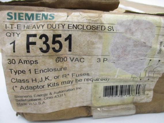 SIEMENS F351 SER. A 600VAC 30A NSMP