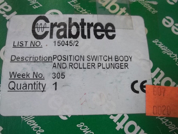 CRABTREE AC-15 SWITCH BODY AND ROLLER PLUNGER *USED*