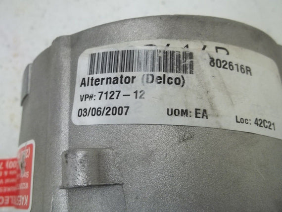 DELCO 7127-12 ALTERNATOR (AS PICTURED)*USED*