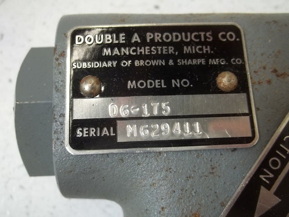 DOUBLE A D6-175 VALVE *NEW NO BOX*