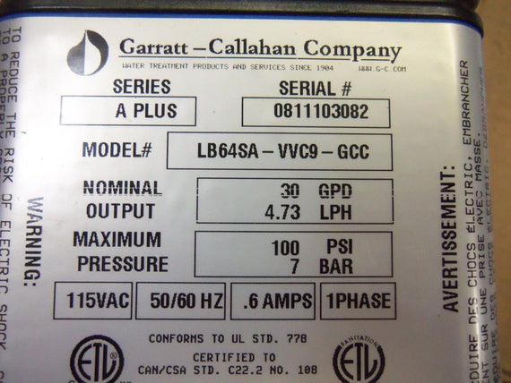 GARRATT LB64SA-VVC9-GCC METERING PUMP *NEW IN BOX*