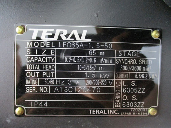 TERAL LF065A-1.5-50 200/200-220V 6.6/6.2-6.0A 65" NSNP