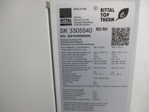 RITTAL SK3305540 460V 11.3A 406PSI 10-55'C NSMP