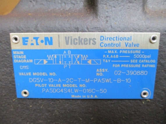 EATON VICKERS DG5V10A2CTMFPA5WLB10 02-390880 115V .61A 5000PSI NSMP