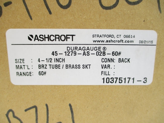 ASHCROFT 45-1279-AS-02B-60# 0-60PSI 4-1/2" NSMP