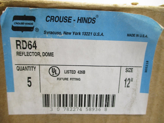 CROUSE HINDS RD64 12" (PKG OF 5) NSMP