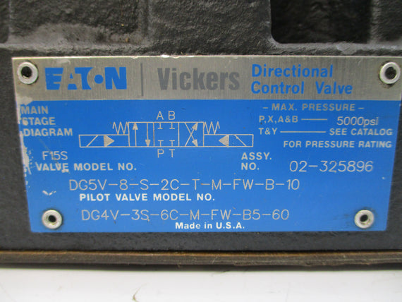 EATON VICKERS DG5V-8-S-2C-T-M-FW-B-10 02-325896 5000PSI (AS PICTURED) NSNP