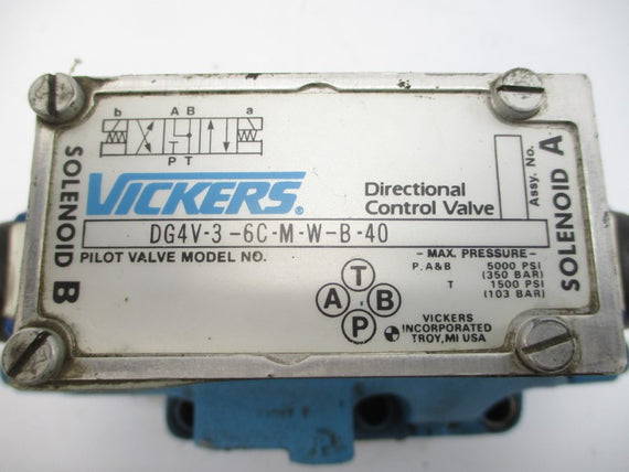 SPERRY VICKERS DG5S81CETMWB20 DG4V36CMWB40 115/120VAC .54/.64A 1500/5000PSI UNMP