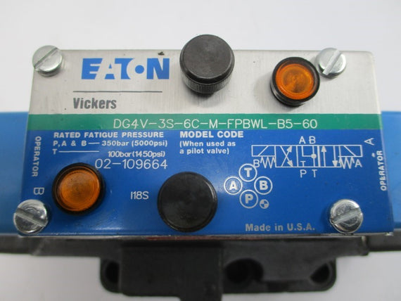 EATON VICKERS DG5V8S2CTMFPBWLB10 02-329240 110/120V .46/.48A 5000PSI NSNP