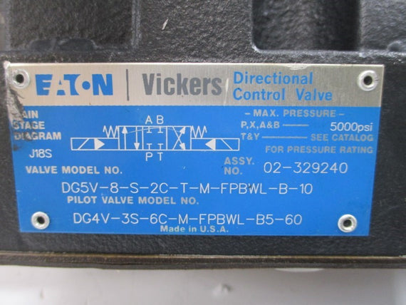 EATON VICKERS DG5V8S2CTMFPBWLB10 02-329240 110/120V .46/.48A 5000PSI NSNP