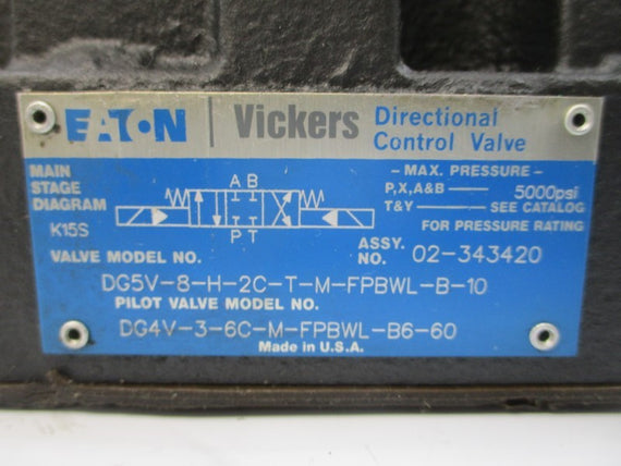 EATON VICKERS DG5V8H2CTMFPBWLB10 02-343420 110/120V 5000PSI NSNP