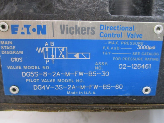 EATON VICKERS DG5S82AMFWB530 02-126461 110/120V .46/.48A 3000/5000PSI NSNP