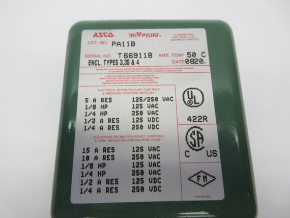 ASCO PA11B 125/250VAC 5A NSNP