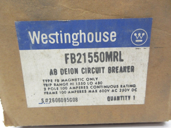 WESTINGHOUSE FB21550MRL 600VAC 100A NSMP