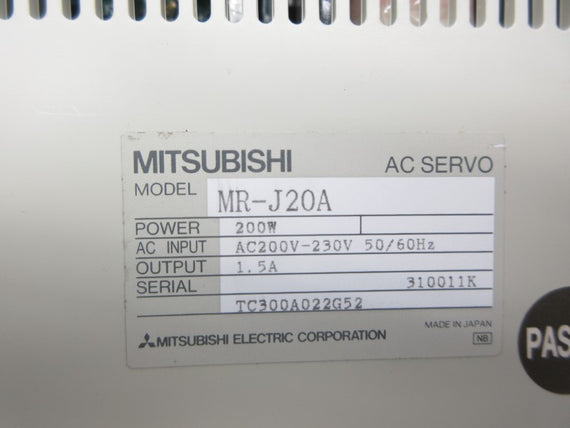 MITSUBISHI MR-J20A 200-230VAC 1.5A NSNP