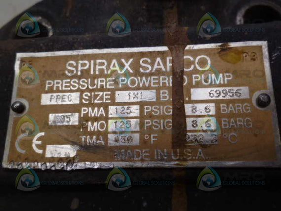 SPIRAX SARCO PPEC PRESSURE POWERED PUMP 1x1 *USED*