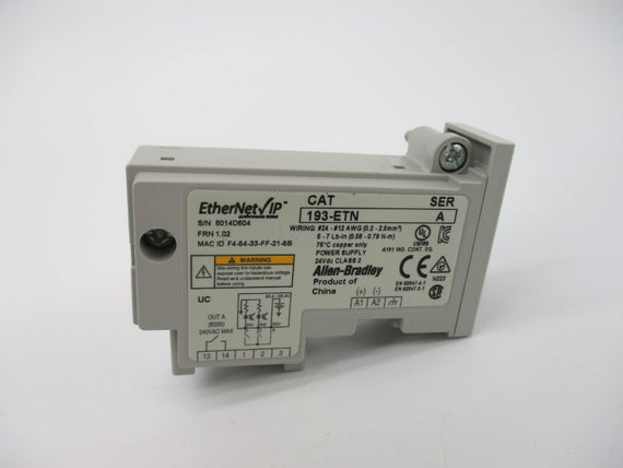 ALLEN BRADLEY 193-ETN SER. A F/W 1.02 24VDC (BR/WH) NSMP