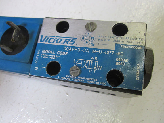 LOT OF 4 VICKERS DG4V-3-2A-M-U-DP7-60 SOLENOID VALVE *USED*