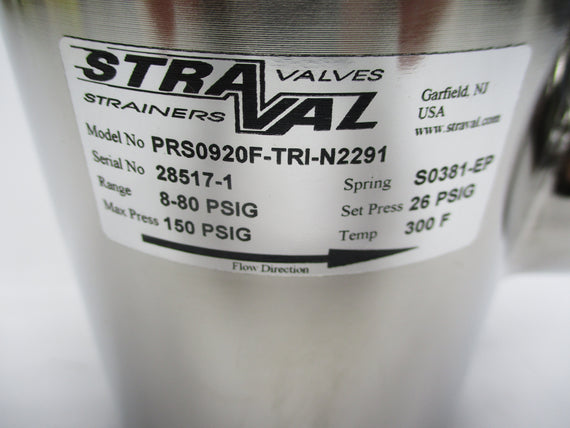 STRAVAL VALVES PRS0920F-TRI-N2291 8-80PSI 1-7/8" NSNP