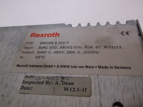 REXROTH INDRAMAT DKCXX.3-100-7 ECO SERVO DRIVE * USED *