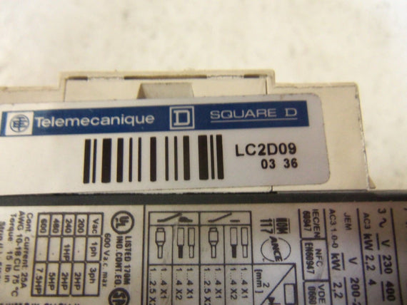 TELEMECANIQUE LC2D09 CONTACTOR *USED*