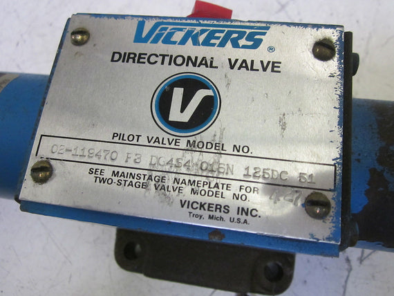 VICKERS  DG4S4 016N 125DC 51 DIRECTIONAL VALVE  *USED*