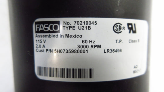 FASCO 70219045 U21B 115V 2A NSNP