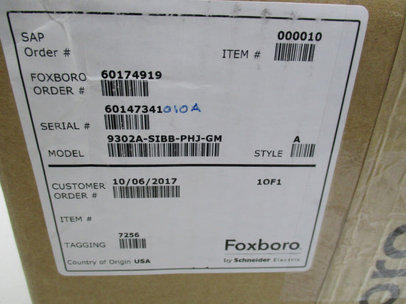 FOXBORO 9302A-SIBB-PHJ-GM ST. A MAGNETIC FLOWTUBE 9300A SERIES * NEW IN BOX *