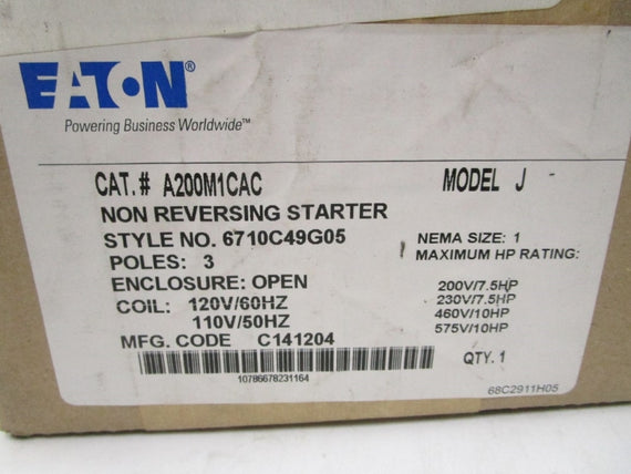 EATON A200M1CAC 6710C49G05 110/120V NSMP