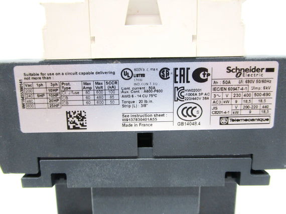 SCHNEIDER ELECTRIC LC1D38 600V UNMP