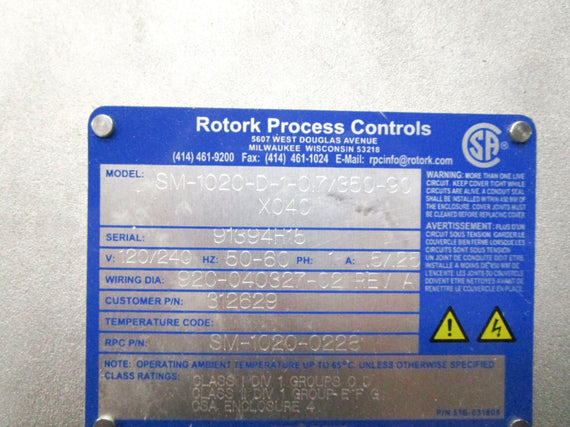 ROTORK SM-1020-D-1-0.7/350-90X040 120/240V.5/.25A NSNP