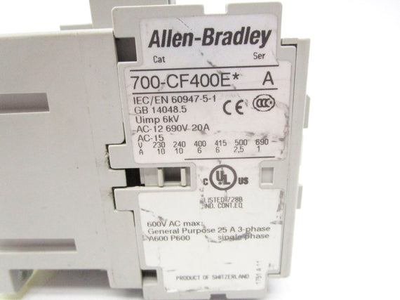 ALLEN BRADLEY 700-CF400EJ SER. A 24VDC 20A (AS PICTURED) NSNP