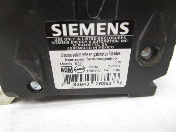 SIEMENS BL220 120/240VAC 20A NSNP