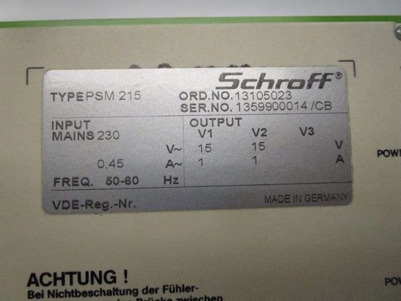 SCHROFF 13105023 PSM215 230V 0.45A NSMP