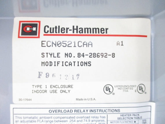 CULTER HAMMER ECN0521CAA SER. A1 440/480VAC NSMP