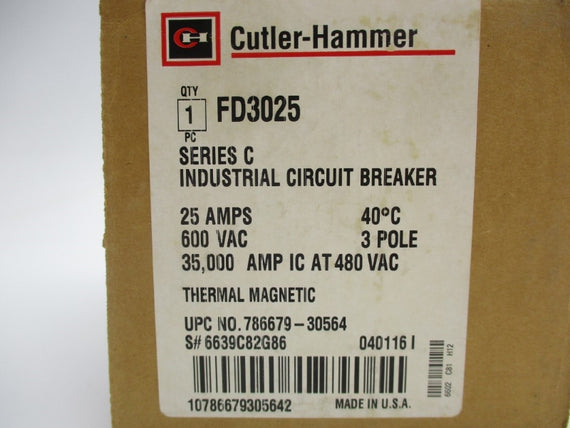 CULTER HAMMER FD3025 SER. C 600VAC 25A NSMP