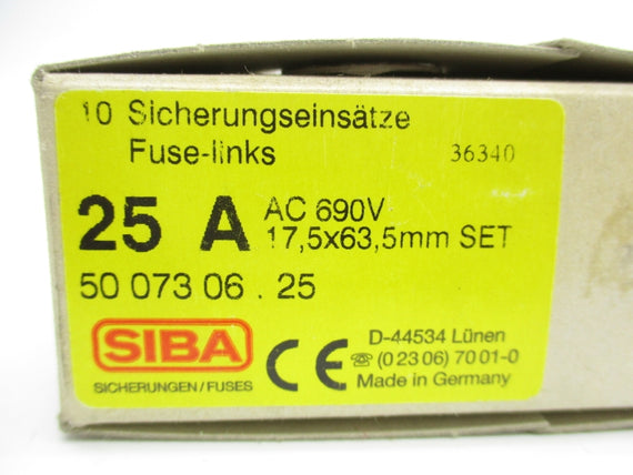 SIBA 5007306.25 690VAC 25A (PKG OF 10) NSMP