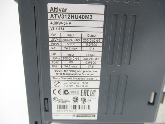 SCHNEIDER ELECTRIC ATV312HU40M3 200-240V 24.2A NSMP