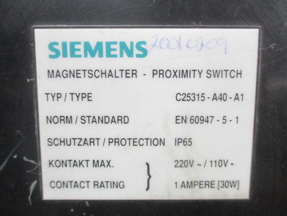 SIEMENS C25315-A40-A1 110/220V 1A UNMP