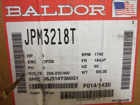 BALDOR JPM3218T MOTOR *NEW IN BOX*