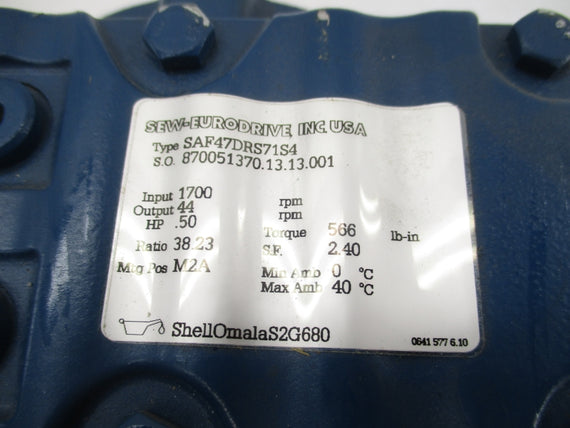 SEW-EURODRIVE SAF47DRS71S4 230/460V 1.84/.92A NSNP